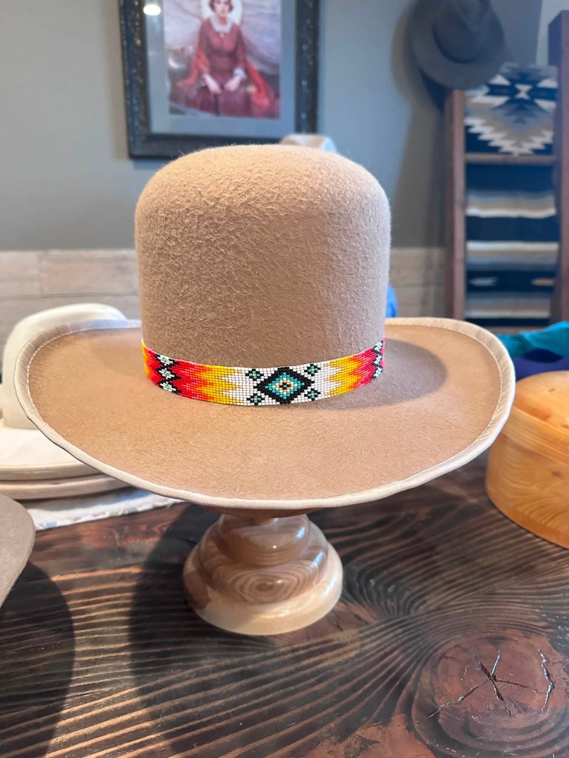Beaded band hat front