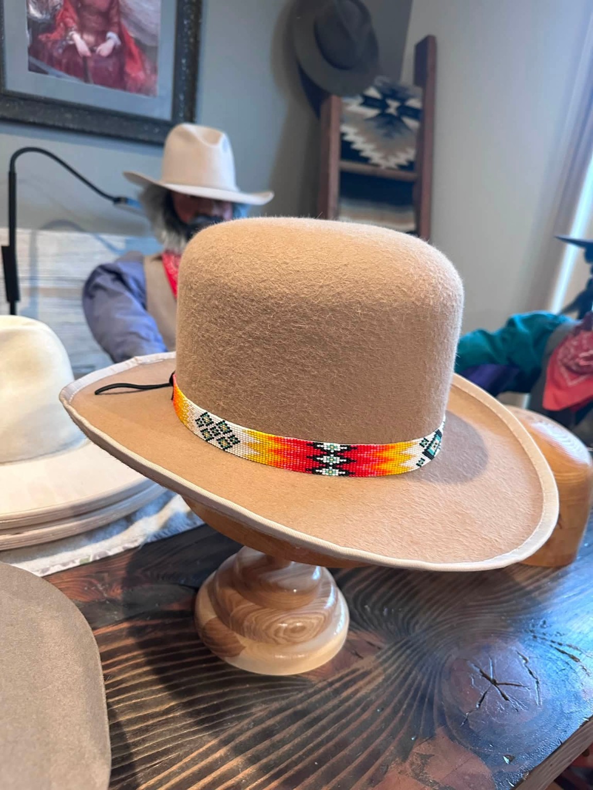 Beaded band hat angle