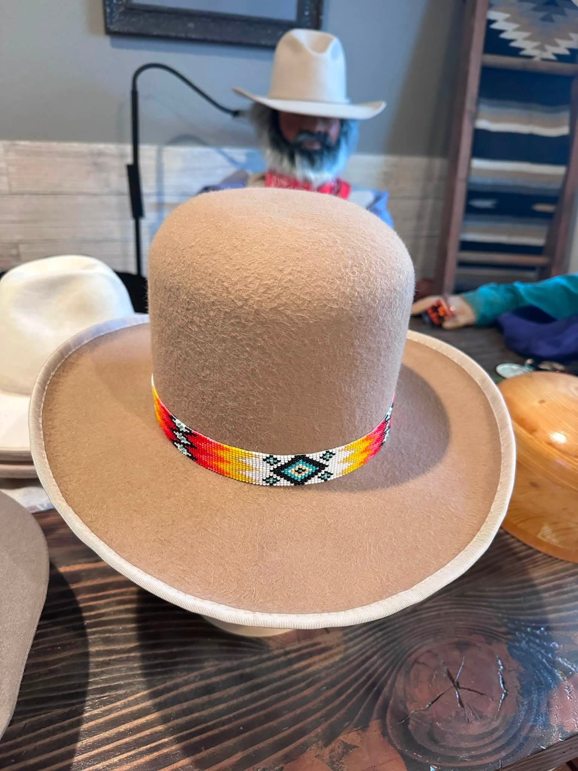 Beaded band hat crown